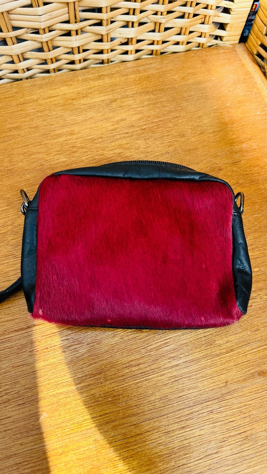 Giuliano Made in Italy Rode Bont Schoudertasje, Ophalen of Verzenden, Gebruikt, Rood, Schoudertasje