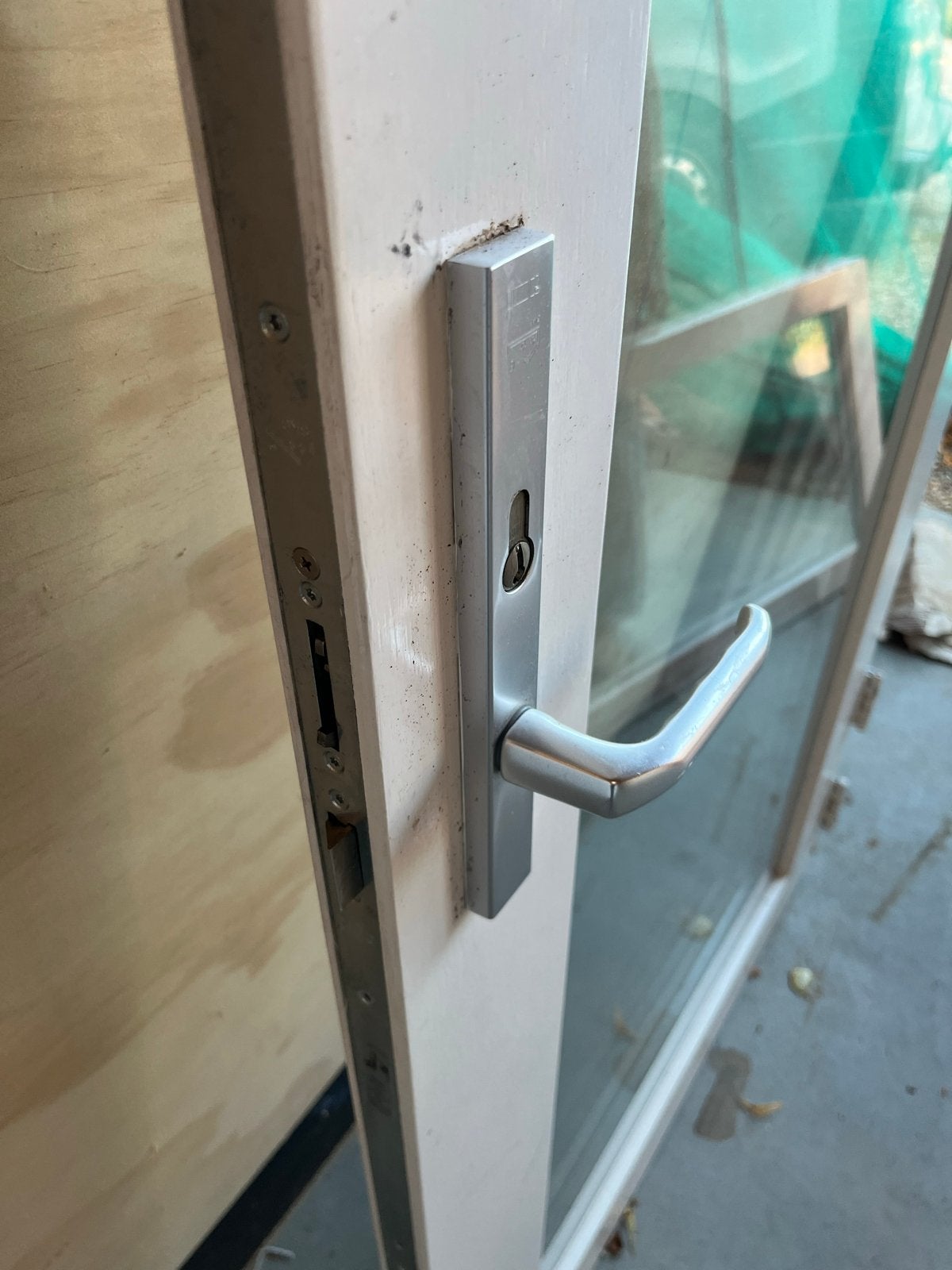 Zware hardhouten buitendeur met dubbel glas, Ophalen, Gebruikt, 80 tot 100 cm, Buitendeur