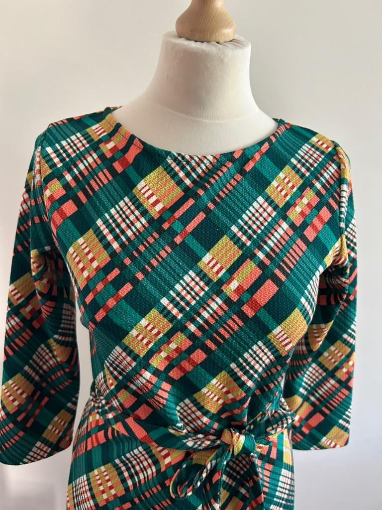 King Louie maat S groene geruite Zoe dress 3296, Ophalen of Verzenden, Zo goed als nieuw, King Louie, King Louie