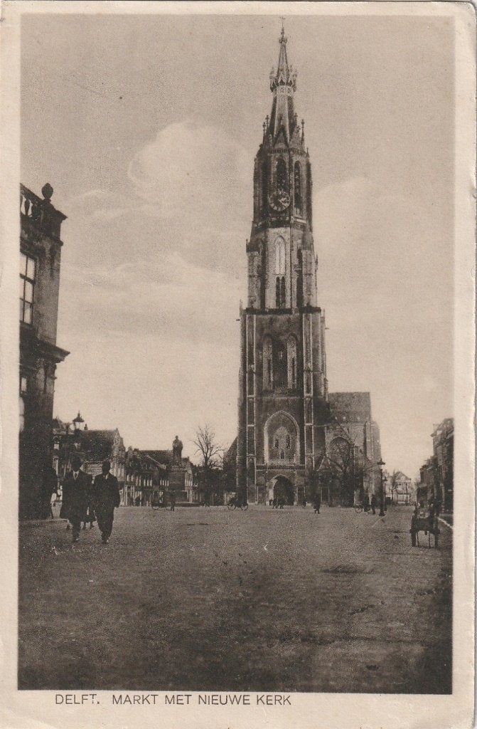 DELFT HANDKAR UIT JAREN 40 ZEER MOOIE OUDE KAART KN744, Ophalen of Verzenden, 1920 tot 1940, Ongelopen