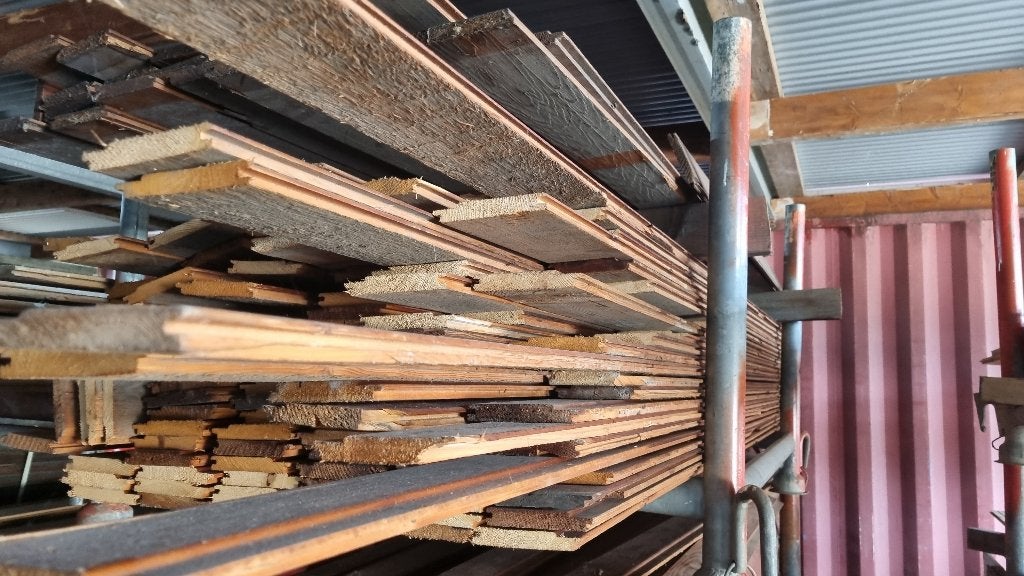 Vloerdelen schroten planken dakbeschot wandbekleding ( 056 ), Doe-het-zelf en Verbouw, Hout en Planken, Ophalen, Gebruikt, Minder dan 25 mm