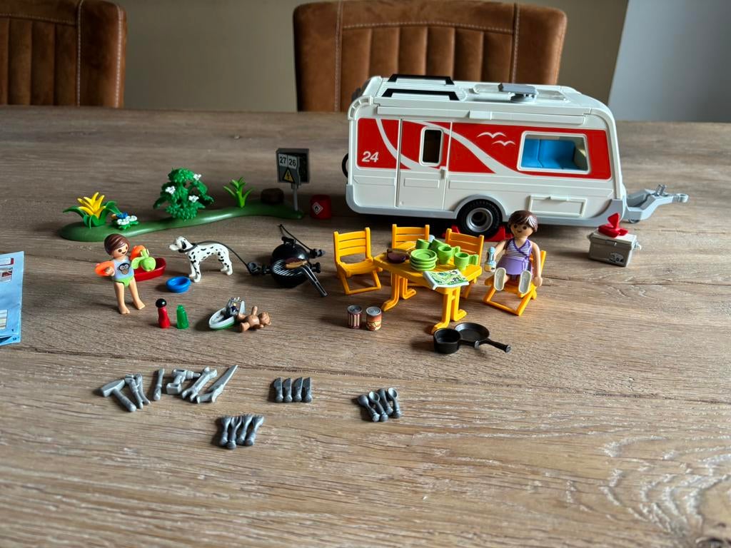 Playmobil gezinscaravan 5434, Ophalen of Verzenden, Zo goed als nieuw, Complete set