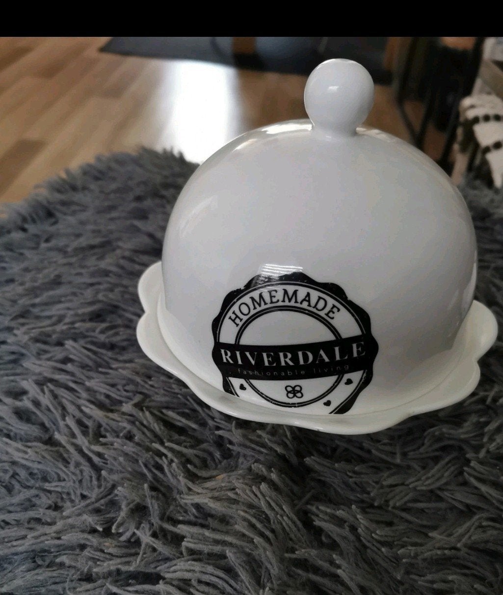 Bonbonschaaltje en mini taartschaaltje Riverdale, Gebruikt, Porselein of Keramiek, Schaal, Rond
