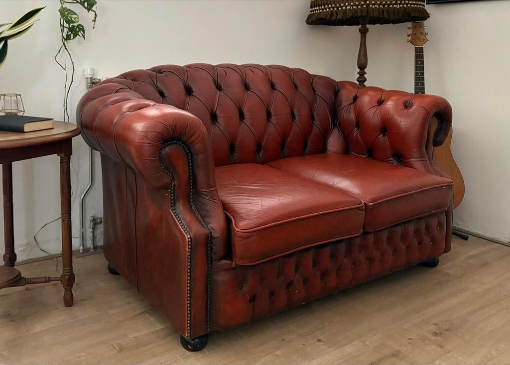Chesterfield bank 2-zitter, Ophalen, Gebruikt, 150 tot 200 cm, Tweepersoons