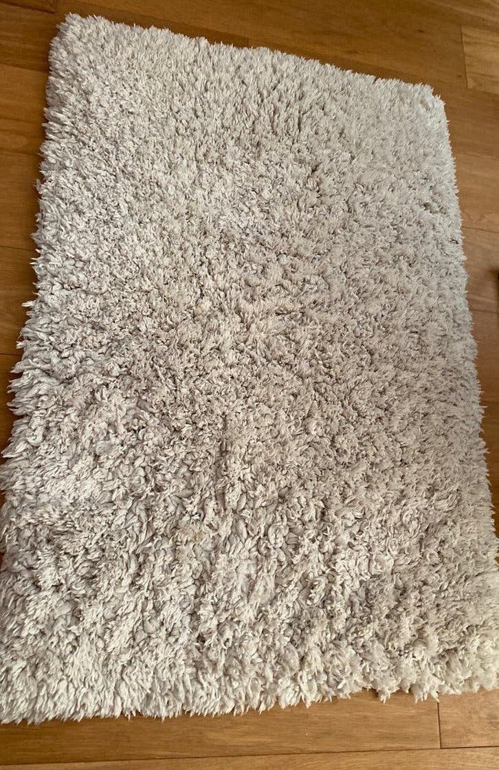 Badkamer pluche kleedje met antislip gebroken wit, Ophalen of Verzenden, Zo goed als nieuw, Overige kleuren, Badmat