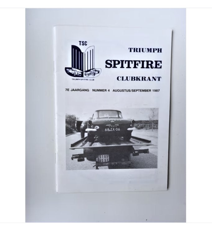 Triumph Spitfire Clubkrant - Augustus/September 1987-TSC, Ophalen of Verzenden, Zo goed als nieuw, Overige merken, Triumph Spitfire Club