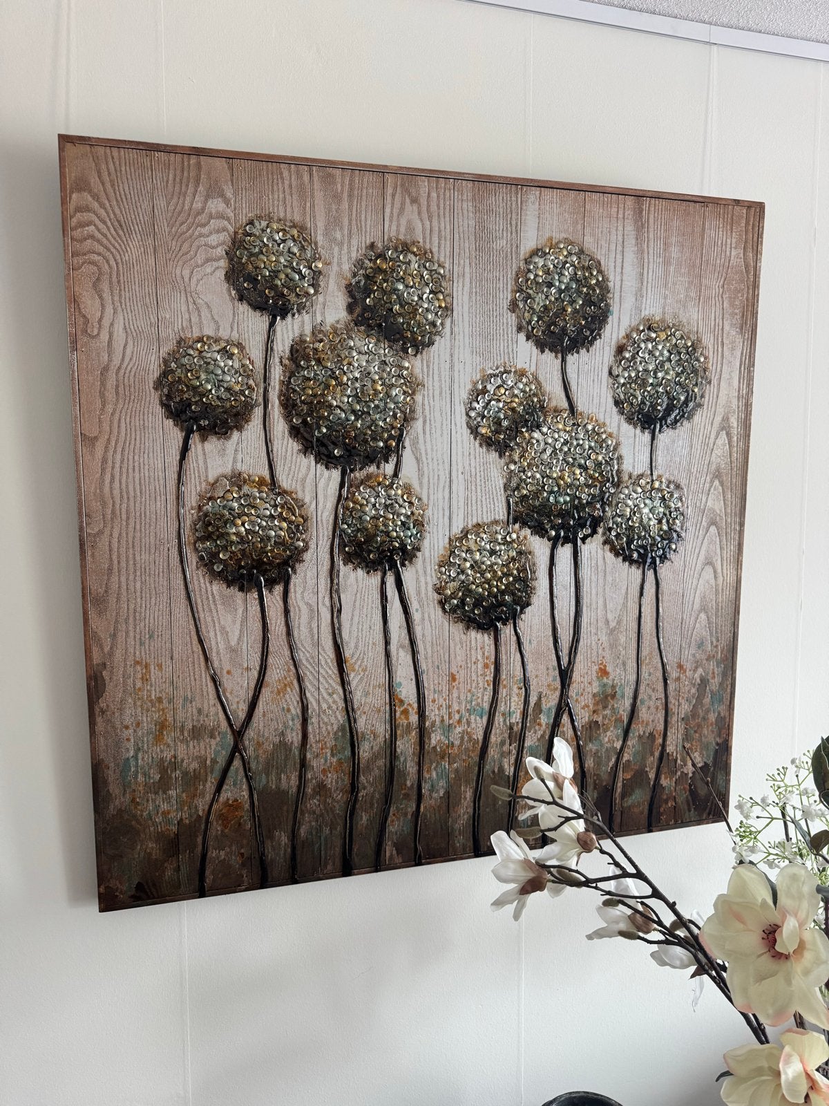 Modern schilderij op hout - 100 x 100 cm, Ophalen, Hout, 3D-effect, Gemengde techniek