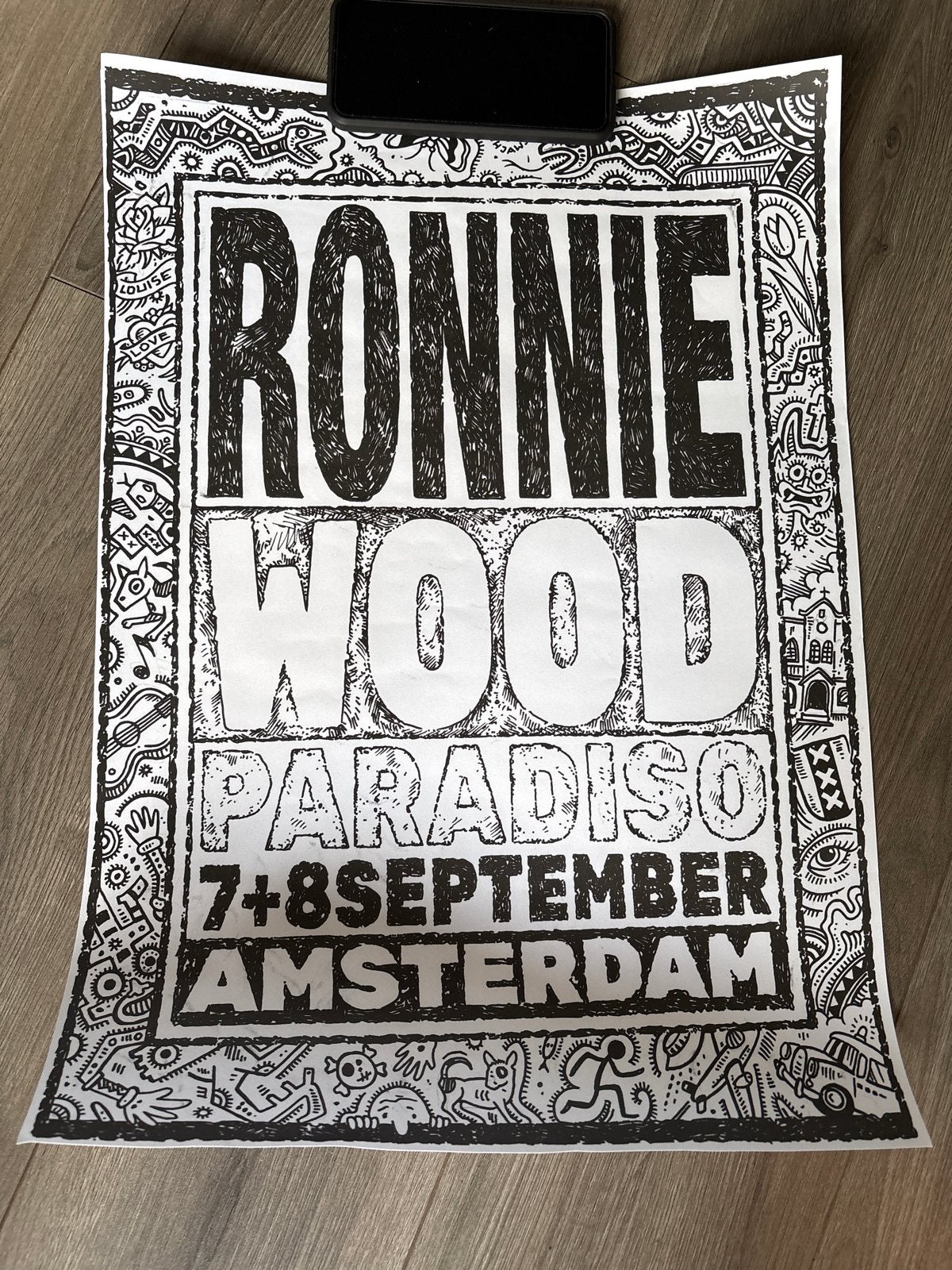Concertposter Ronnie Wood Paradiso - Henk Schiffmacher, Rechthoekig Staand, Ophalen of Verzenden, Zo goed als nieuw, A1 t/m A3