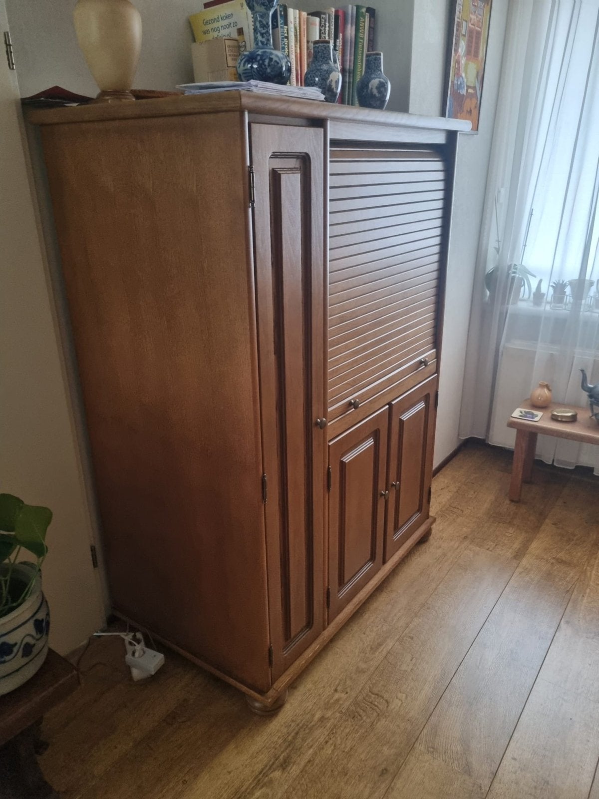 Massief Eiken Computer Kast met Uitschuifbare Planken, Gebruikt, 70 tot 120 cm, Ophalen of Verzenden, 40 tot 80 cm