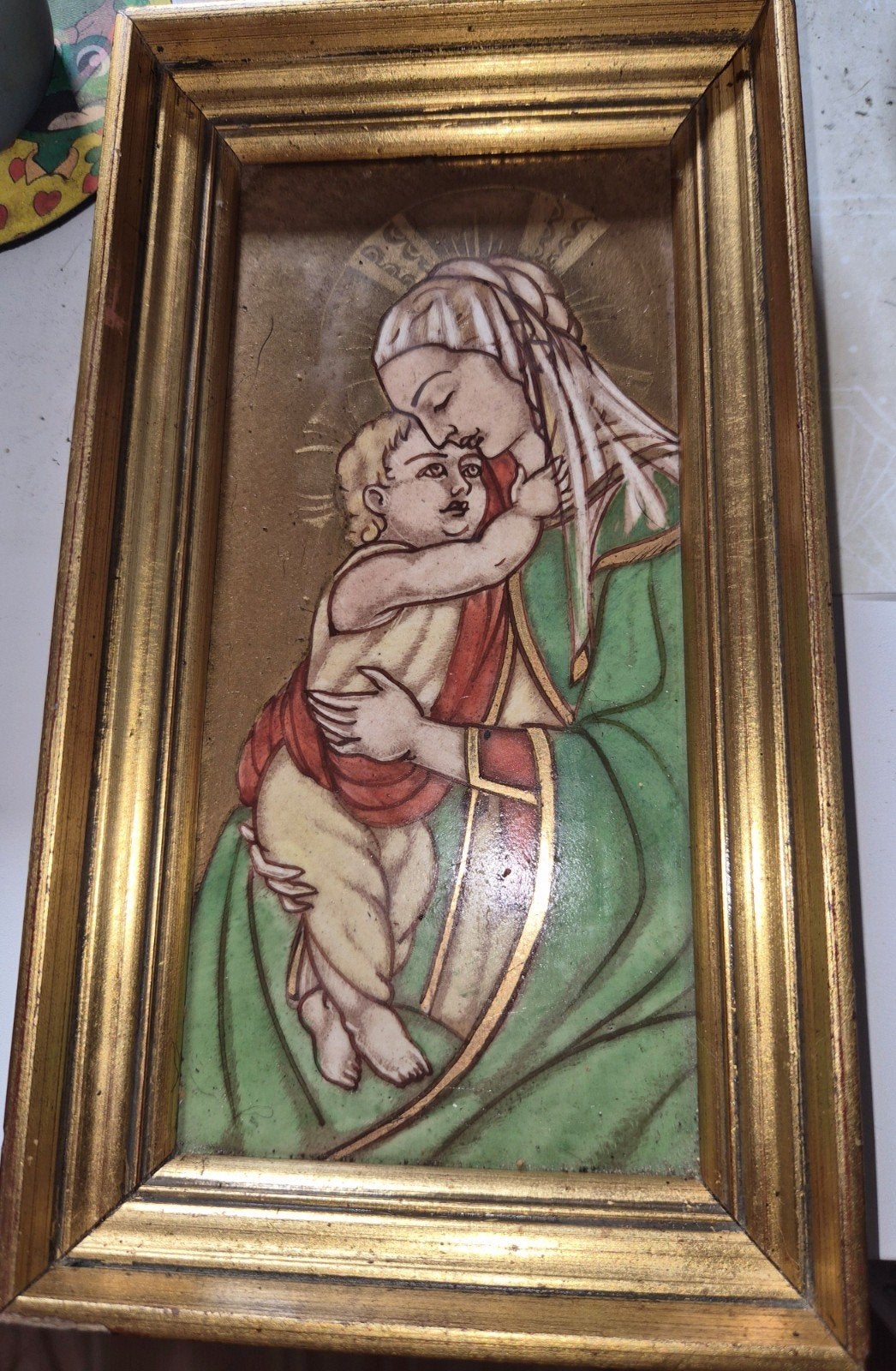 Vintage Devotie Cloisonné Wandtegel Hoeben-Beelen Tilburg, Ophalen of Verzenden