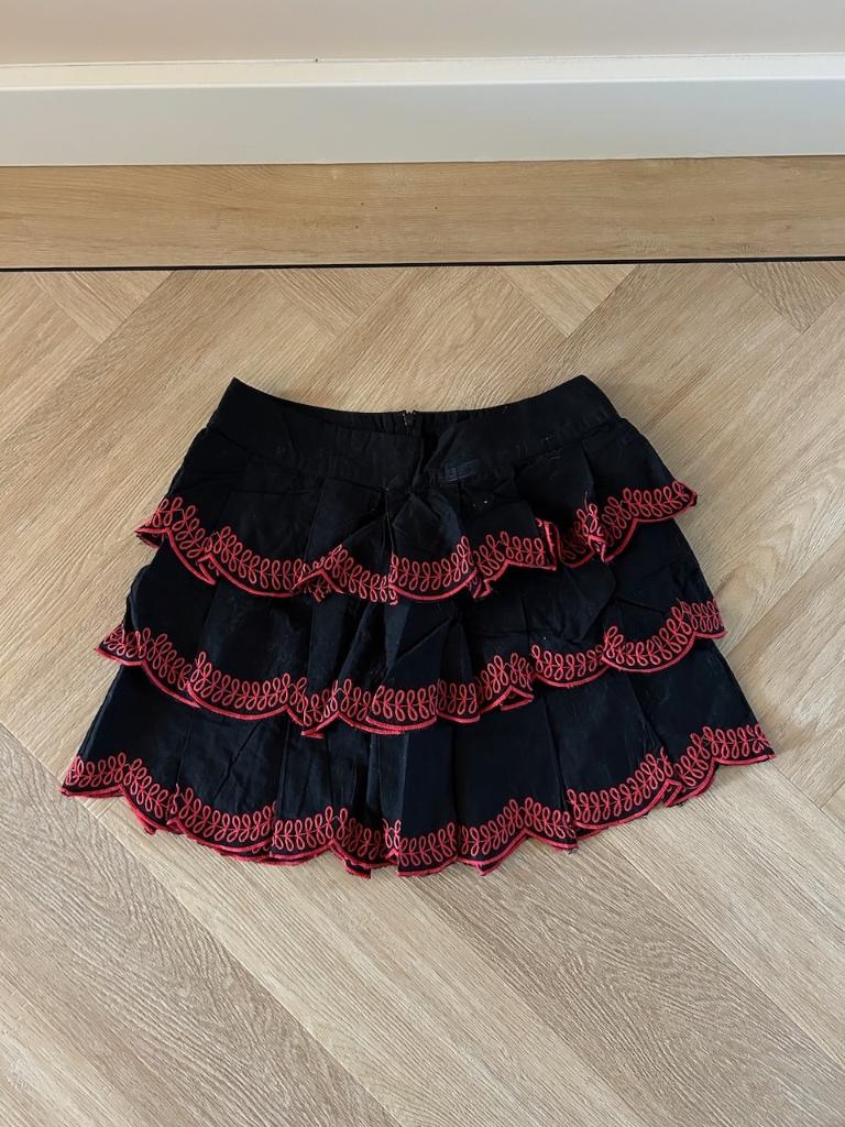 Z.g.a.n. Zwart / rood rokje, Nikkie, maat XS / 34 met plooi, Zwart, Ophalen of Verzenden, Zo goed als nieuw, Nikkie