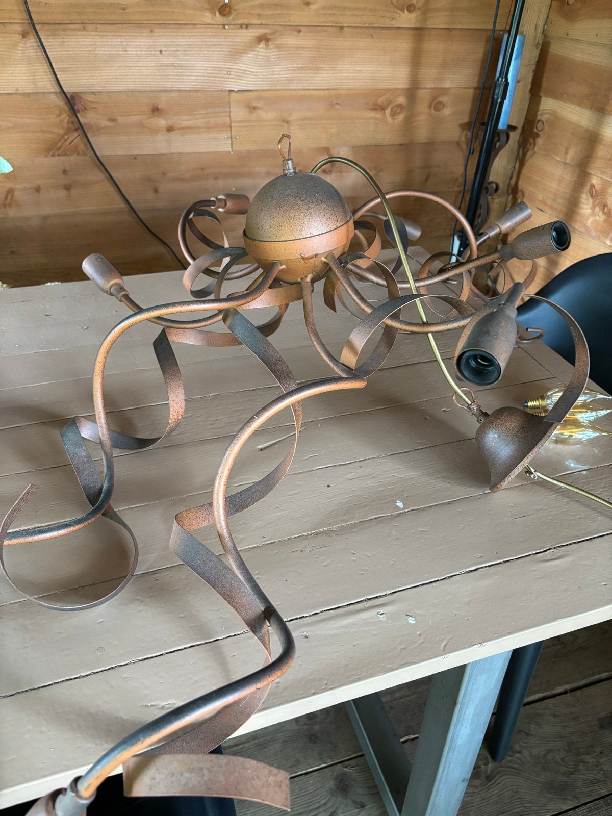 Unieke metalen hanglamp met 20 E14 LED lampen, Ophalen, Gebruikt, Metaal, E14 (klein)