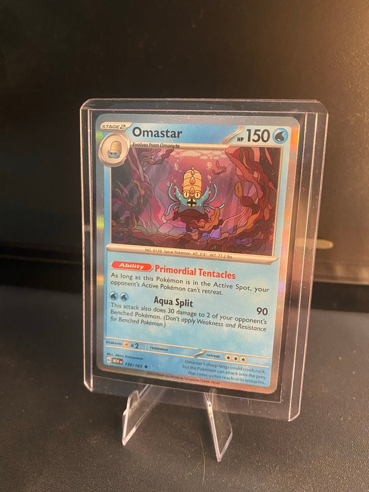 Pokémon Kaart Omastar 139/165 - 151, Ophalen of Verzenden, Zo goed als nieuw, Losse kaart