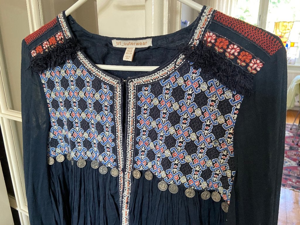 TRF Outerwear blouse / vestje blauw geborduurd mt M  i.g.st., Maat 38/40 (M), Blauw, Ophalen of Verzenden, TRF Outerwear