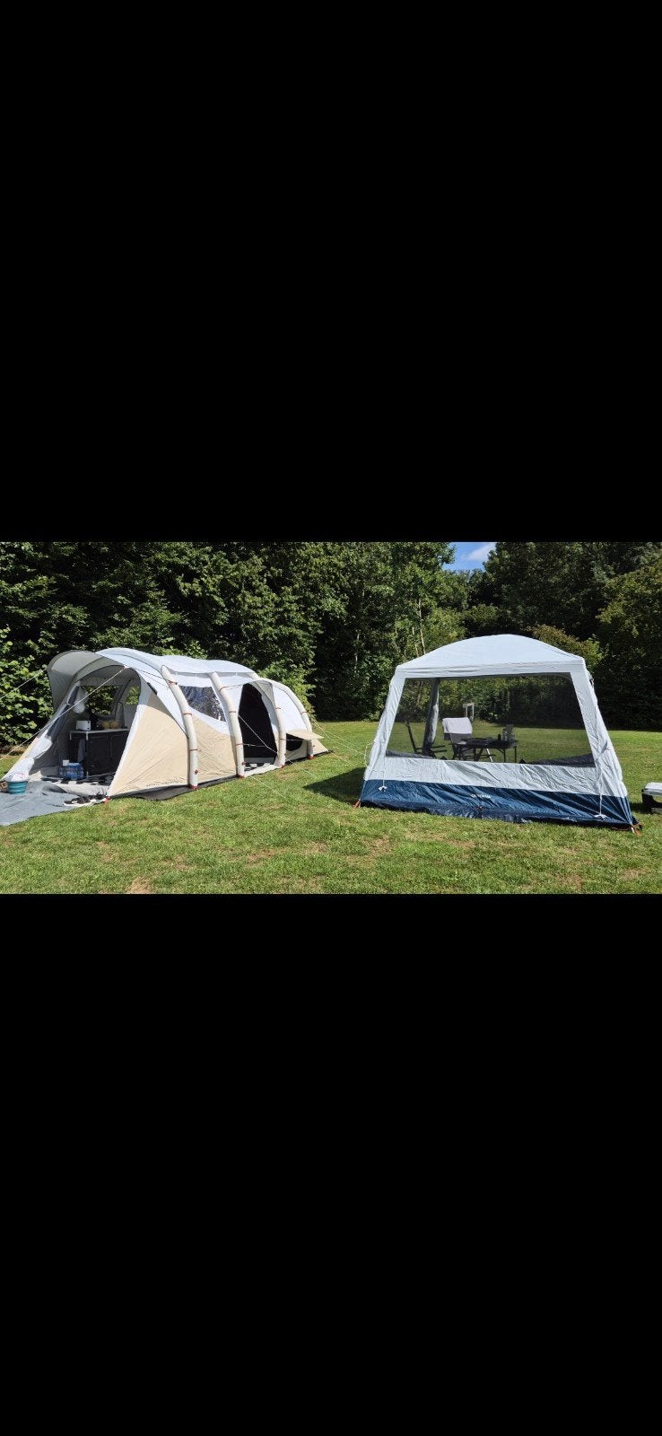 Opblaasbare 6 persoonstent 1 jaar oud! Plus partytent., Caravans en Kamperen, Tenten, Ophalen, Zo goed als nieuw, Tot en met 6