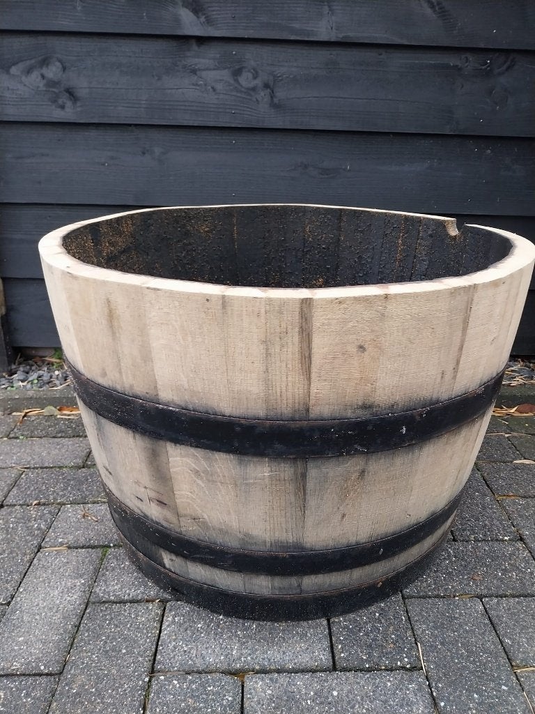 Eikenhouten Whiskeyvat Bloembak Inhoud 100 liter, Tuin en Terras, Ophalen, Rond, Nieuw, Balkon
