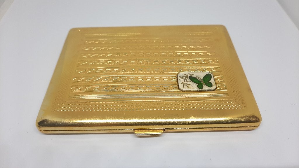 Vintage Goudkleurige Art Deco Sigarettendoosje / Koker, Ophalen of Verzenden, Gebruikt, Tabaksdoos of Verpakking