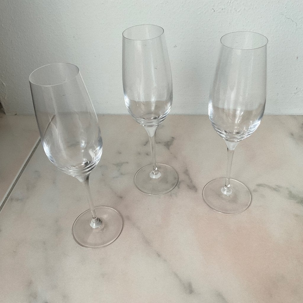 3 kristallen champagne glazen, Verzamelen, Ophalen, Zo goed als nieuw, Overige typen