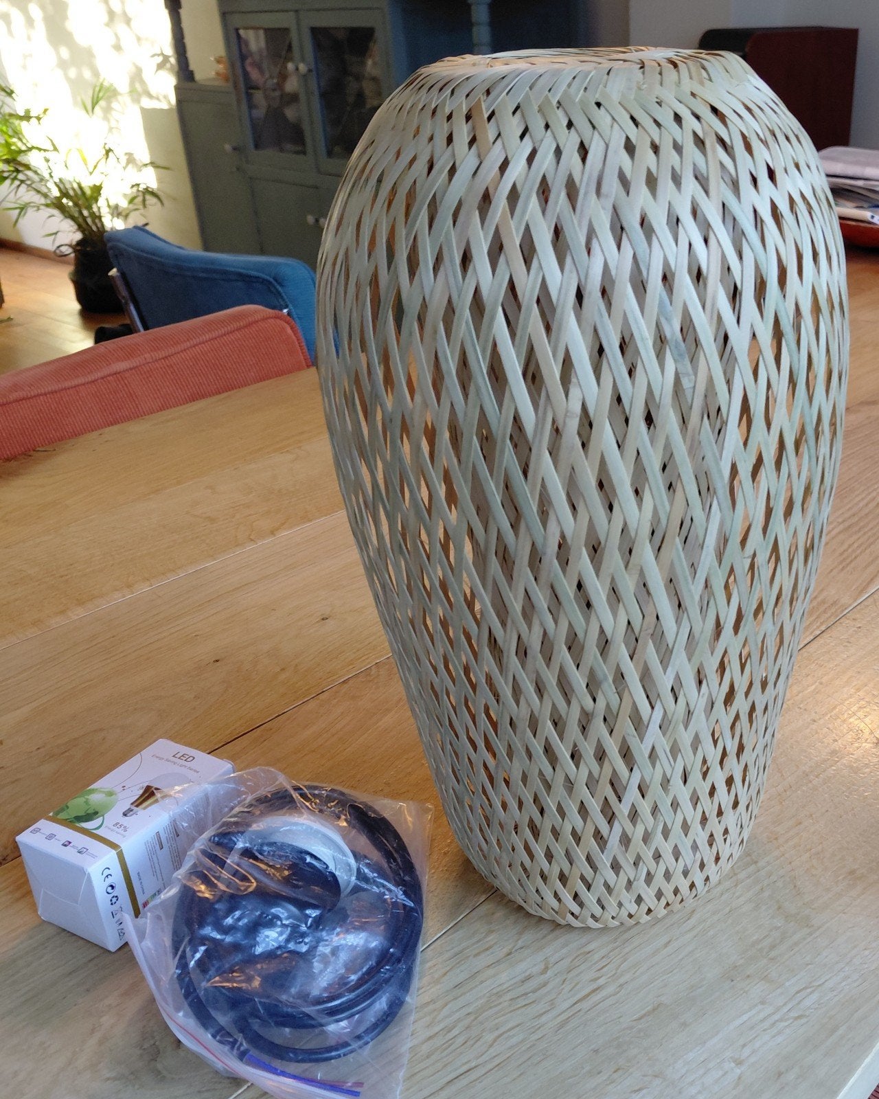 Mooie rotan langwerpige hanglamp nieuw, Ophalen of Verzenden, Nieuw, Minder dan 50 cm