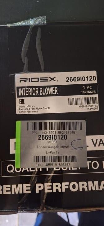 RIDEX Interieur Blower 266910120 - Nieuw in doos, Ophalen of Verzenden, Nieuw, Universele onderdelen