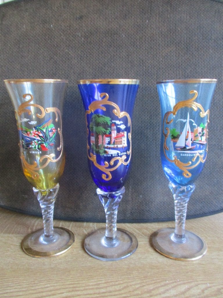 Italiaans souvenir glas Italie Limone Gardameer Garda, Ophalen of Verzenden