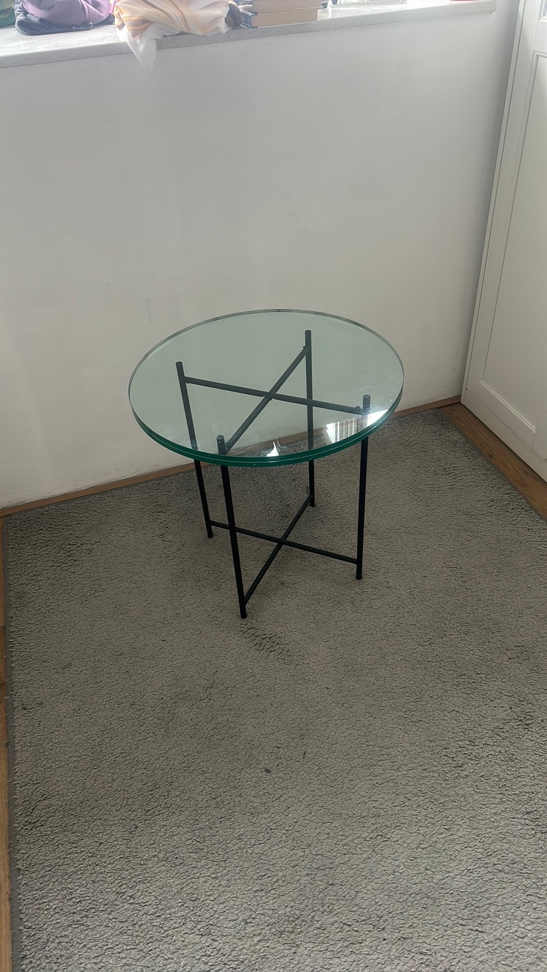 Glazen bijzettafel, Minder dan 55 cm, Rond, Ophalen, 45 tot 60 cm