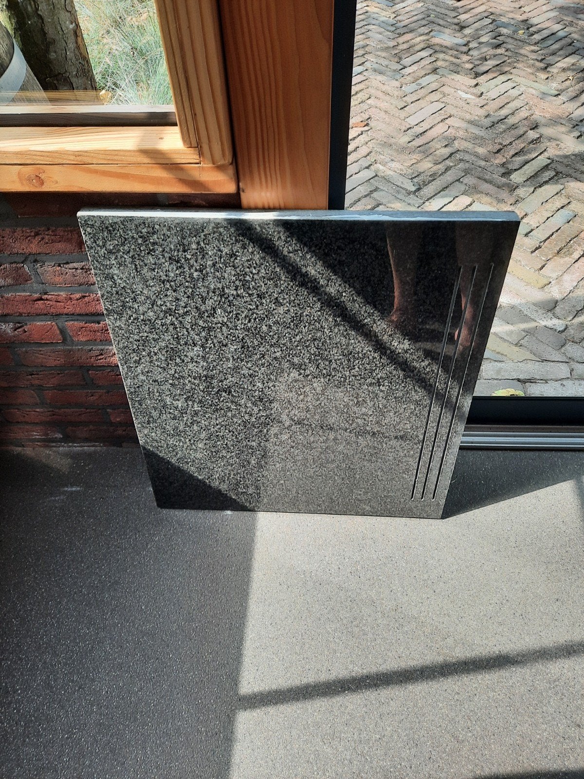 Massief natuursteen blad zwart gewolkt - aanrechtblad, Ophalen, 60 cm of meer, 40 tot 60 cm, Hardsteen