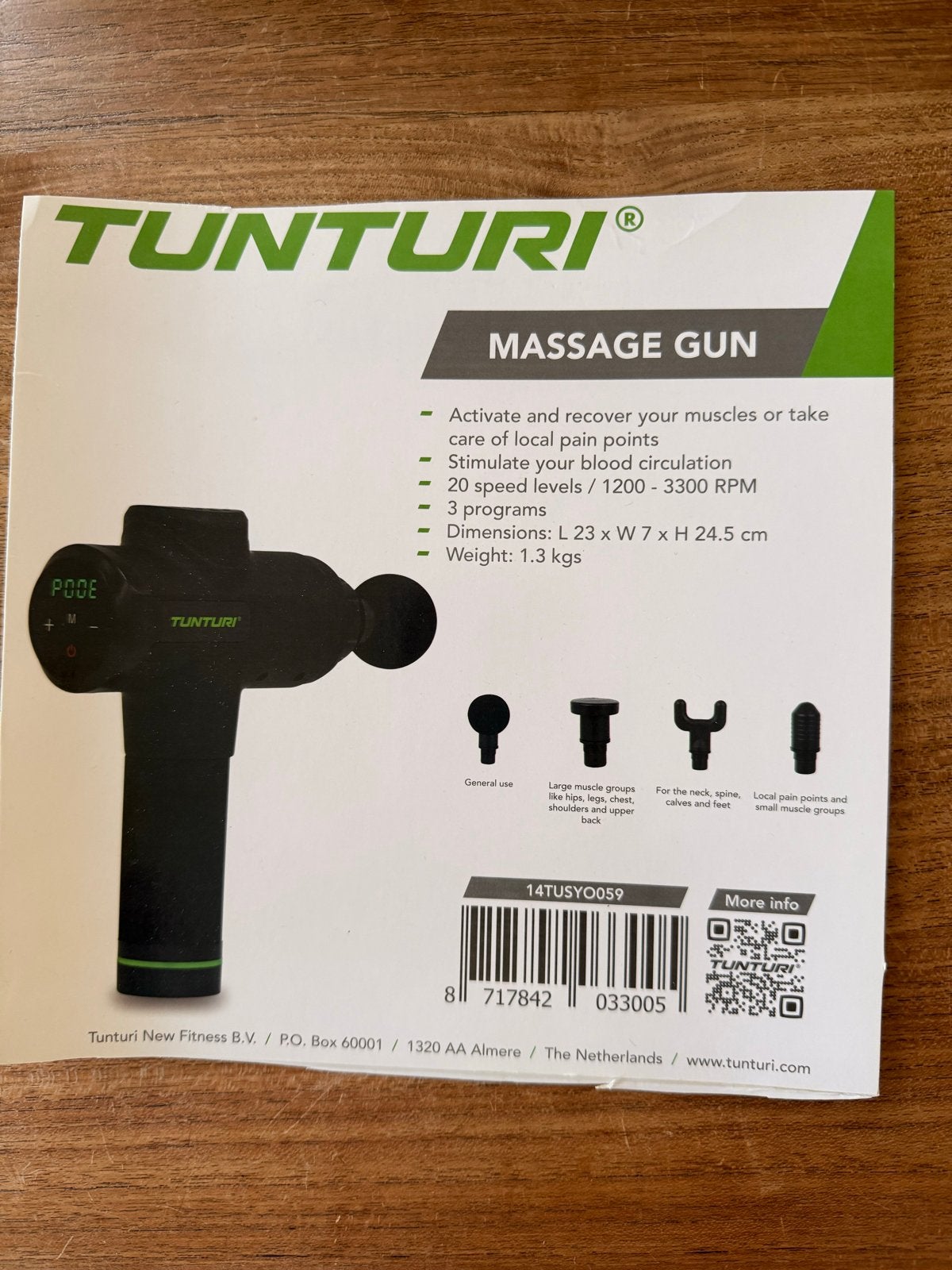 Tunturi Massage Gun - Activeer en herstel je spieren, Ophalen of Verzenden, Zo goed als nieuw, Apparaat