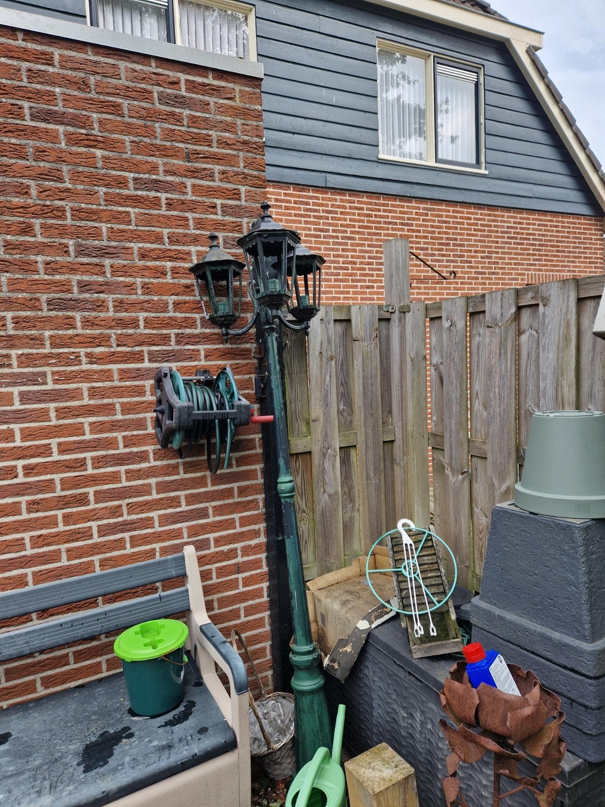 Antieke lantaarnpaal met drie lampen, Ophalen, Gebruikt, Minder dan 50 watt, Staande lamp