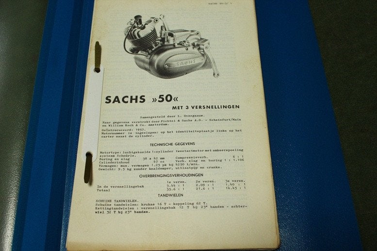 Sachs 50 met 3 versnellingen werkplaats / onderdelen boekje, Ophalen of Verzenden, Gebruikt