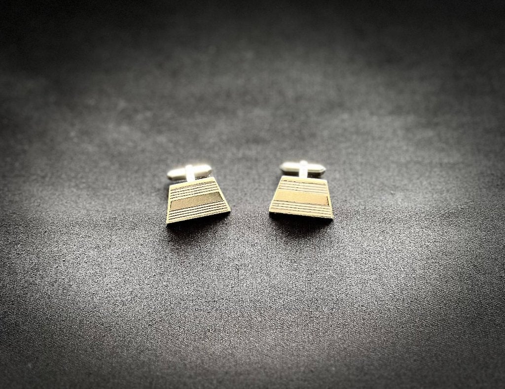 Vintage zilveren manchet knopen met  14k vergulde inleg., Ophalen of Verzenden, Zo goed als nieuw, Zilver, Verguld