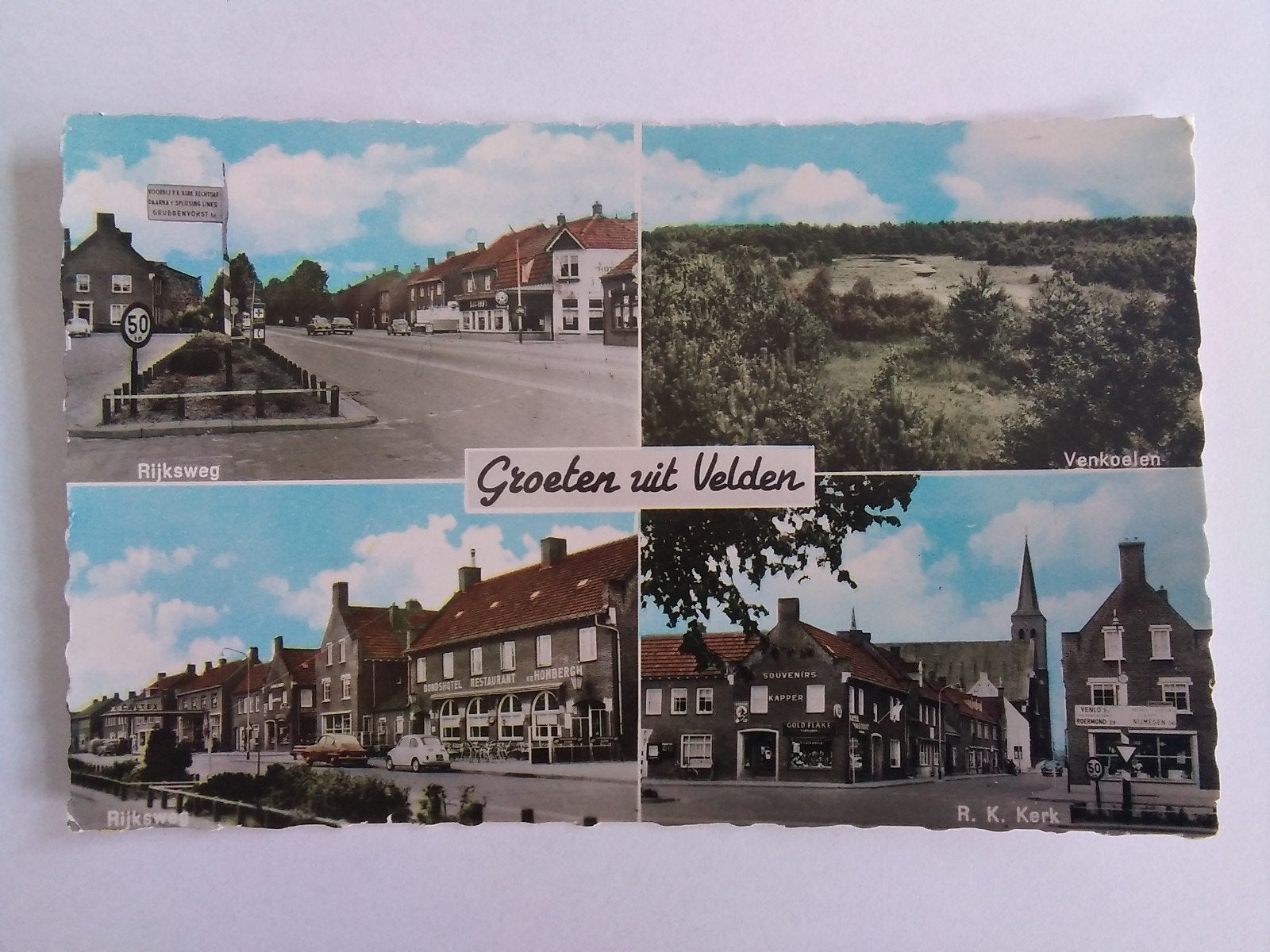 Ansichtkaart Velden groeten, Verzenden, 1960 tot 1980