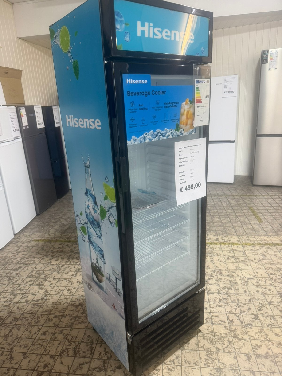 Hisense Glasdeur koeling 170 hoog