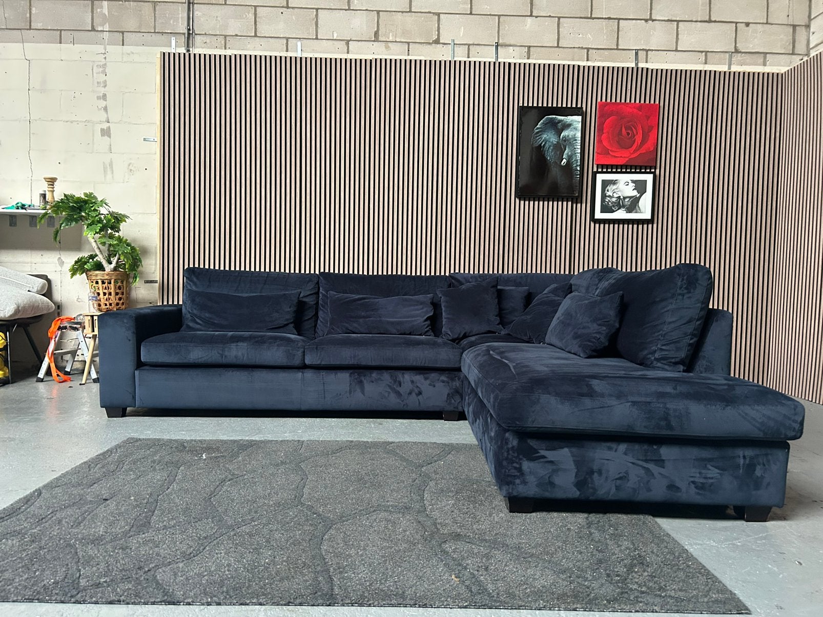 GRATIS LEVERING BLAUW VELVET HOEKBANK 315X245 GEREINIGD