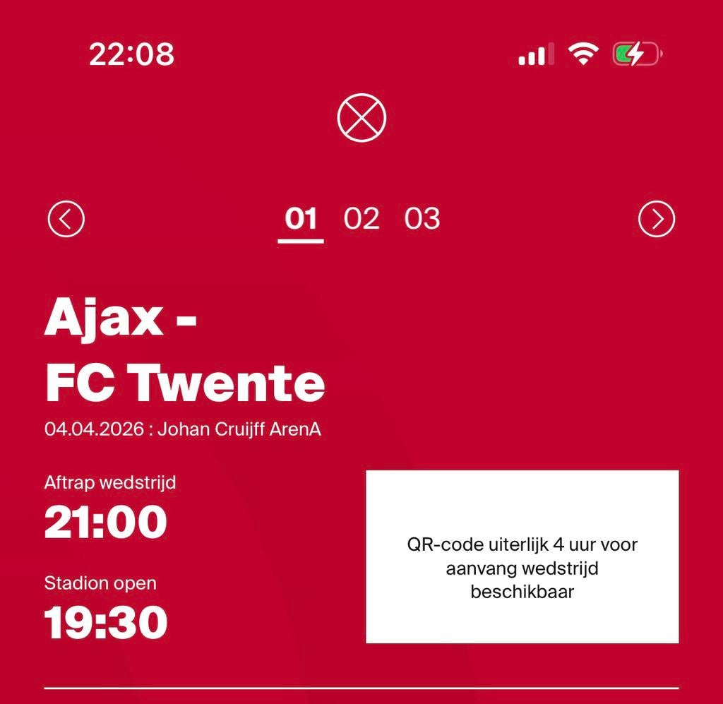 Ajax - FC Twente, 3 tickets beschikbaar, Tickets en Kaartjes, Sport | Voetbal, April