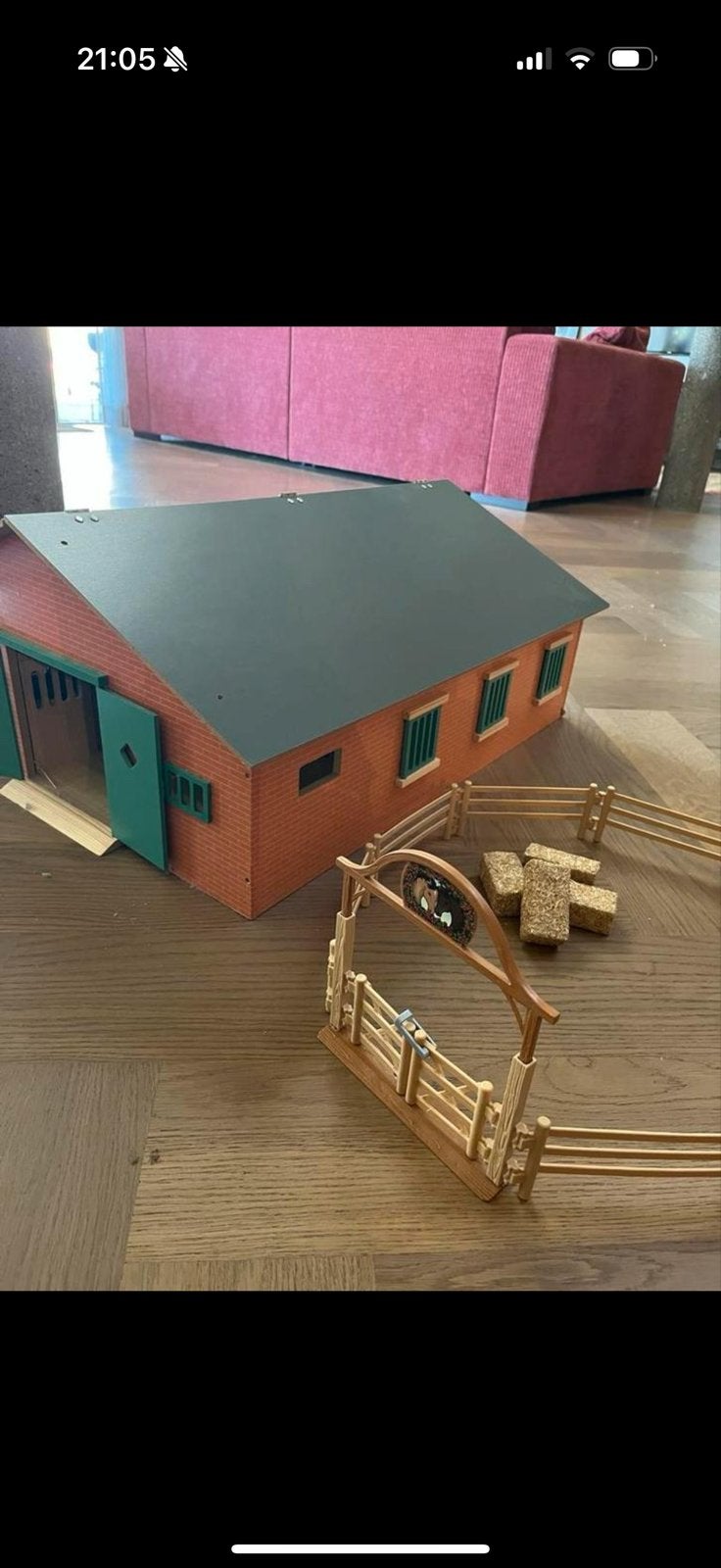 Houten speelgoed paardenstal met toebehoren, Ophalen of Verzenden, Gebruikt, Jongen of Meisje