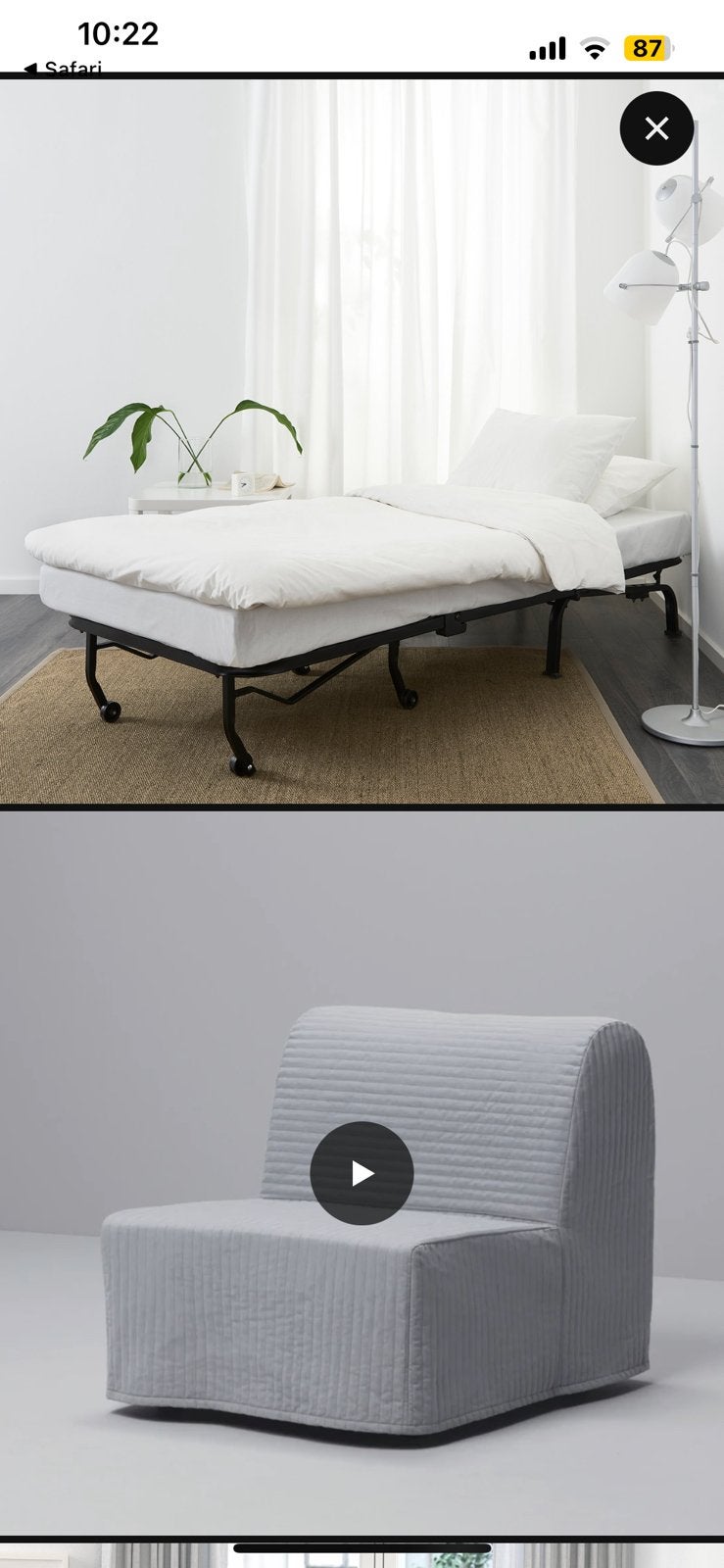 IKEA LYCKSELE LÖVÅS slaapfauteuil, Ophalen, Eenpersoons, 190 cm of minder, Zo goed als nieuw