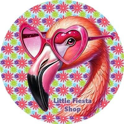 L1345 icing frosting flamingo 19cm eetbare taart print top, Ophalen of Verzenden, Nieuw, Taarten, Versiering