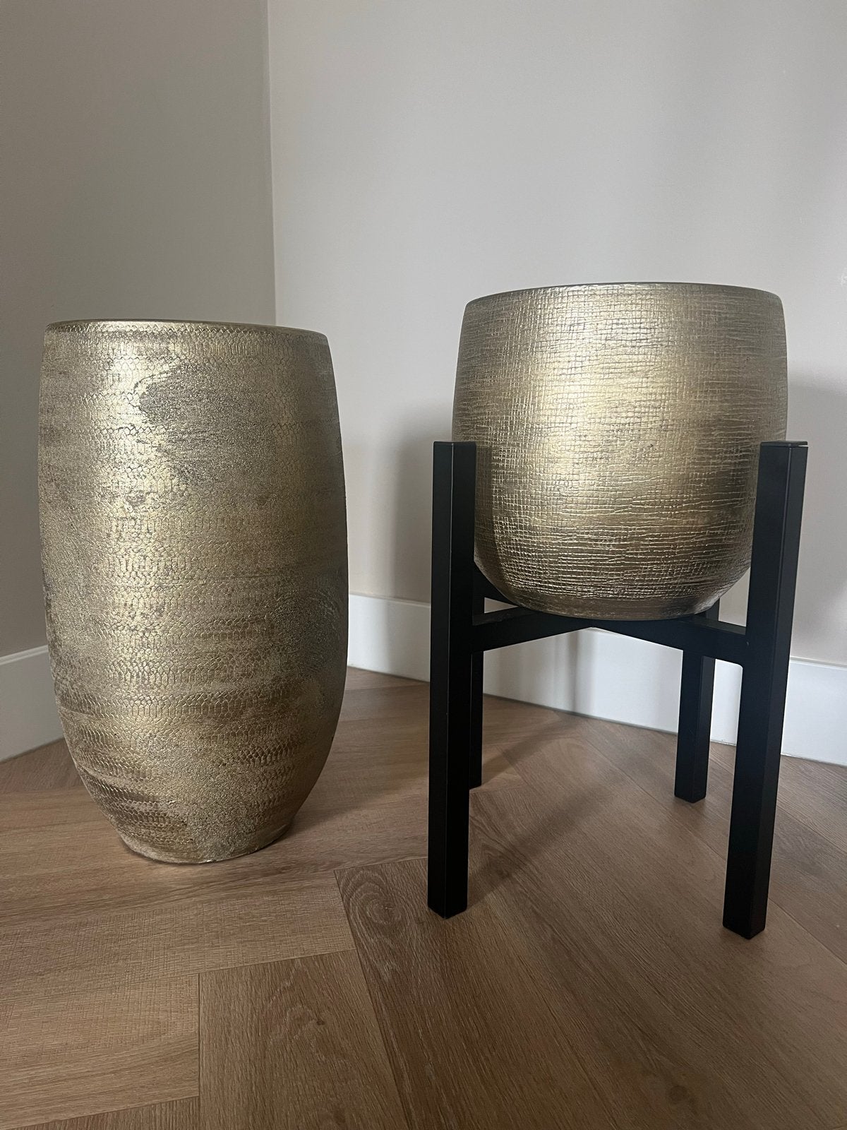 Intratuin plantenpotten goud - set van 2, Ophalen, Zo goed als nieuw, Goud, Overige materialen