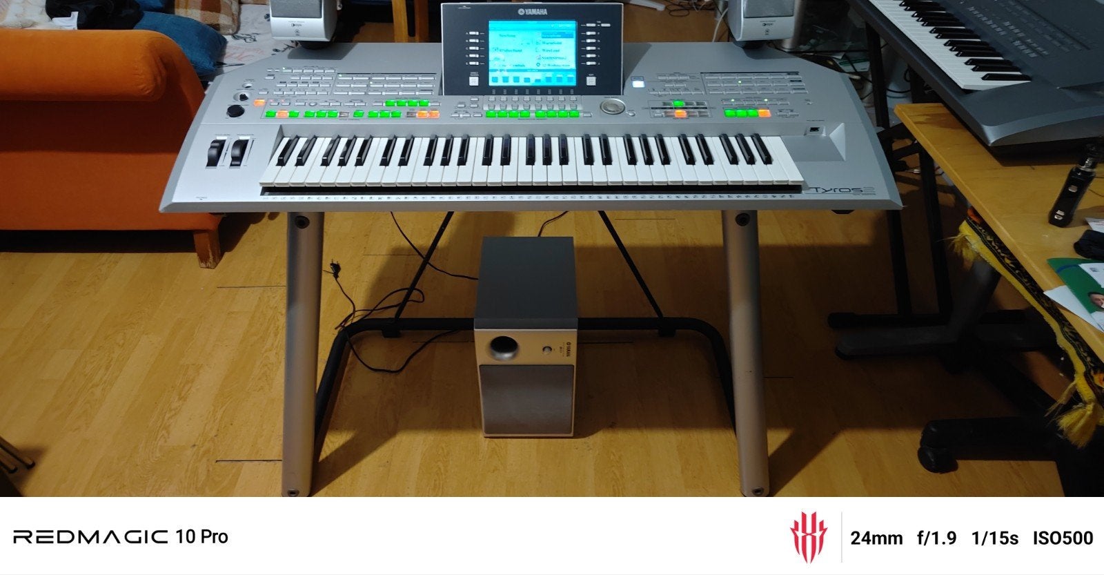 YAMAHA TYROS 2 MET STANDERD EN SPEAKER S, Ophalen, 61 toetsen, Yamaha, Zo goed als nieuw