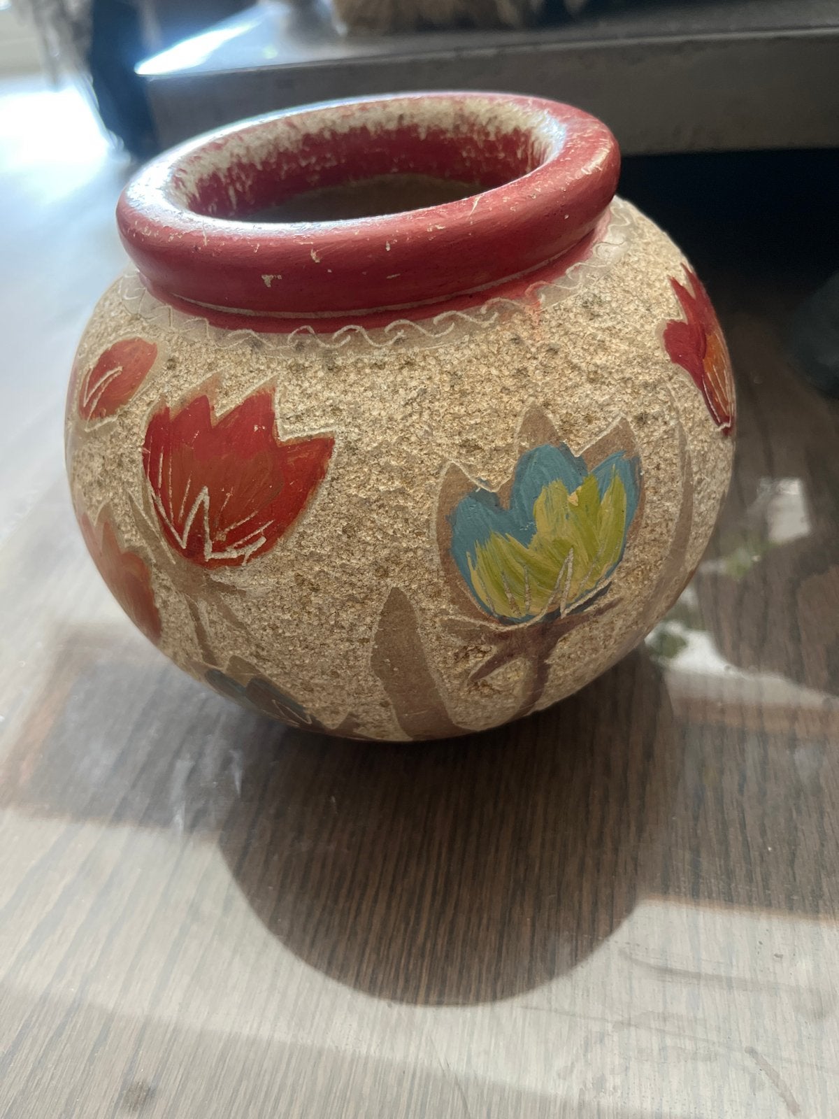 Decoratieve bloempot met handgeschilderde bloemen, Ophalen of Verzenden