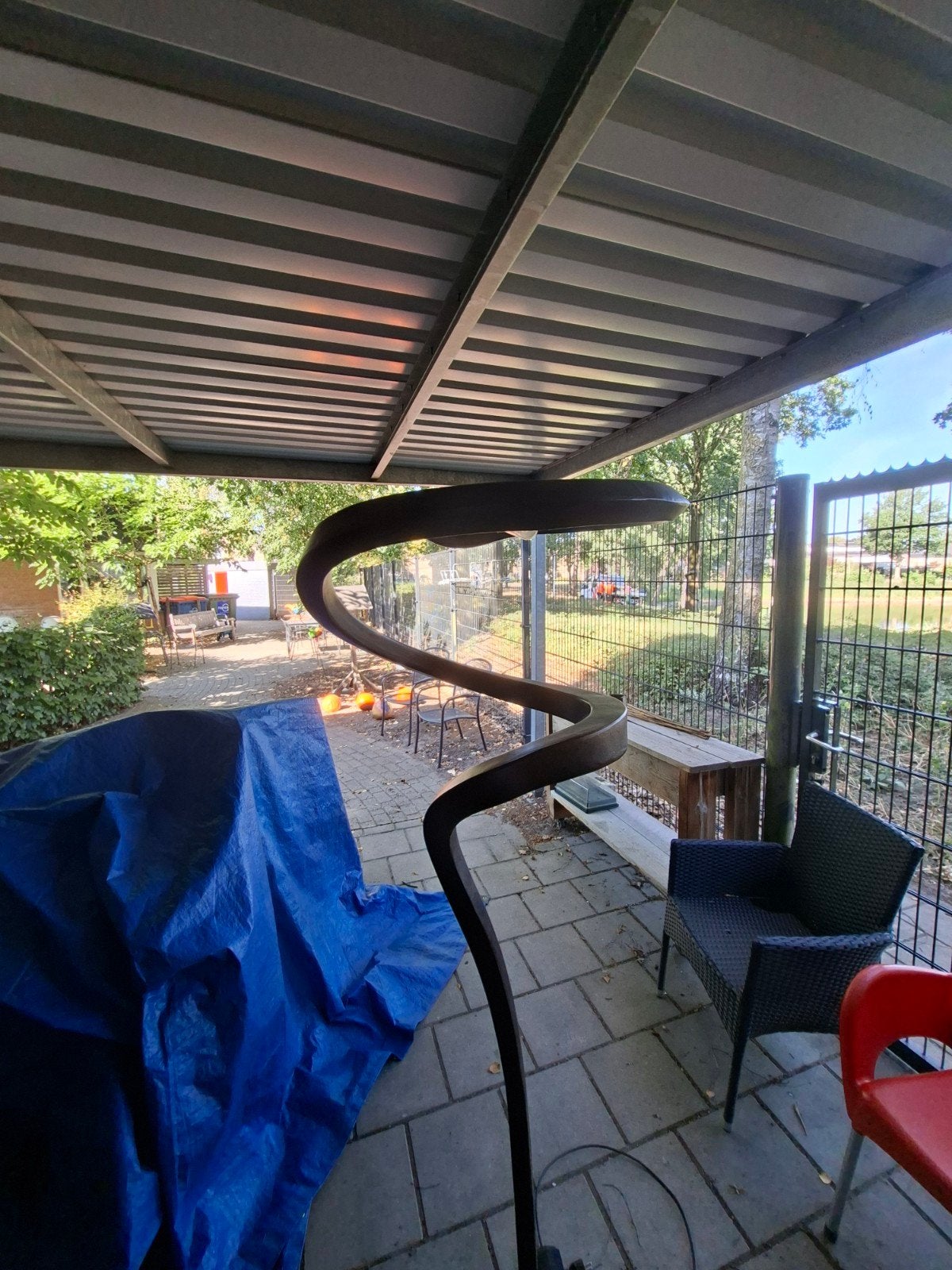 zware slangen lamp, Ophalen, Knikarmscherm