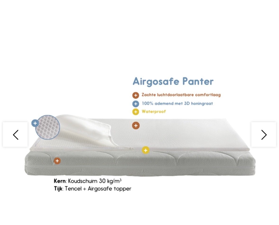 Matras ledikant 60x120 Airgosafe Panter, Ophalen, Zo goed als nieuw, Ledikant