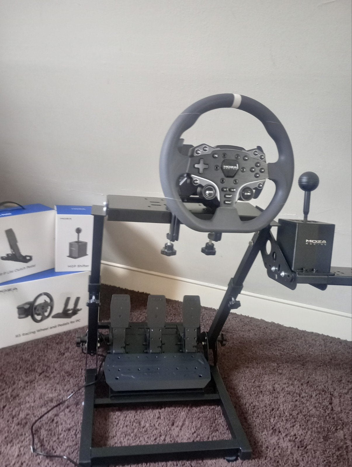 Moza r3 met H shifter, schakel pedaal en standaard, Ophalen, Zo goed als nieuw, Stuur of Pedalen