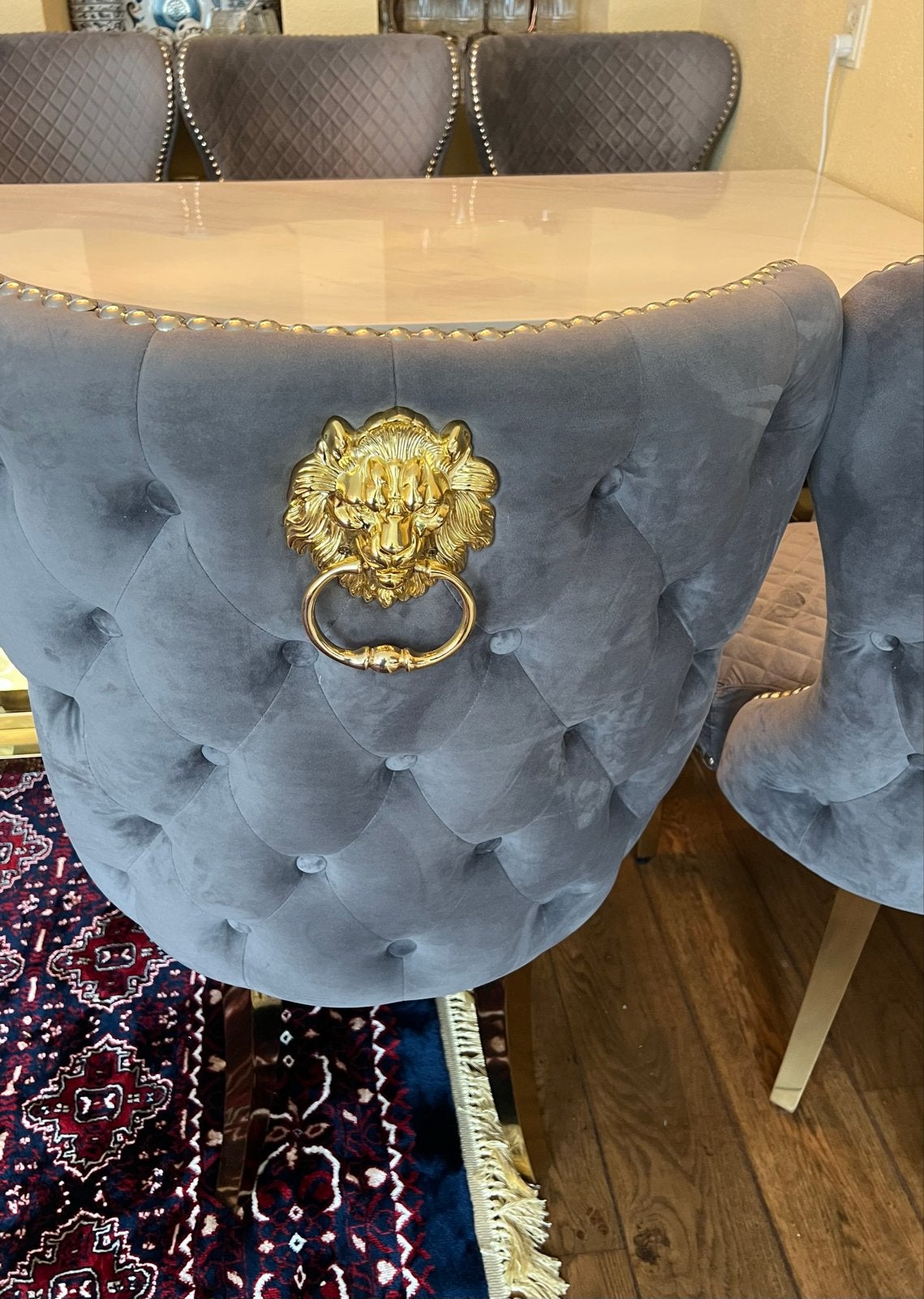 Marmeren eettafel met 6 luxe stoelen - Zo goed als nieuw, Ophalen, Overige materialen, 50 tot 100 cm, Zo goed als nieuw