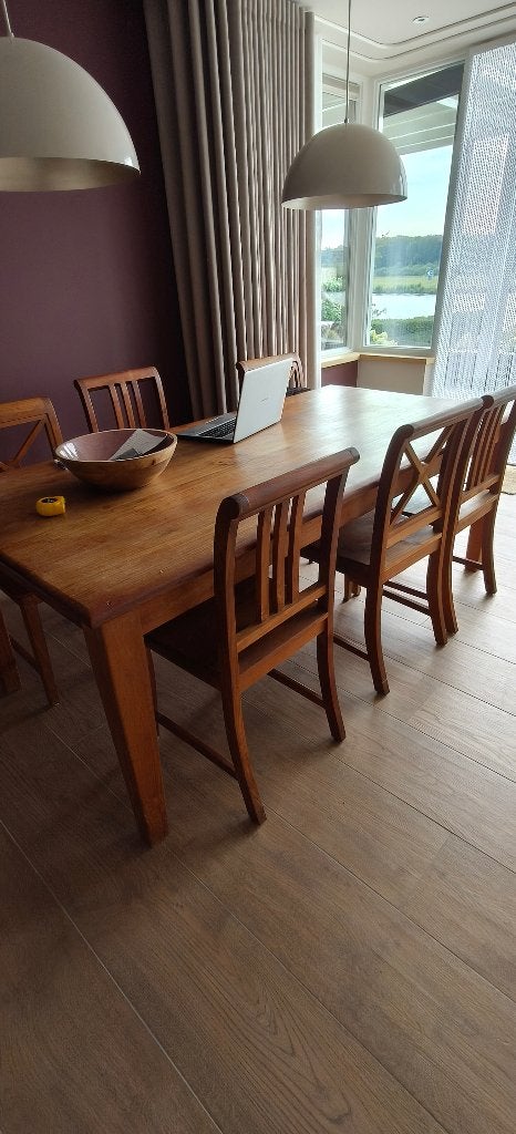 Eettafel set, Ophalen, Gebruikt, Teakhout, 200 cm of meer
