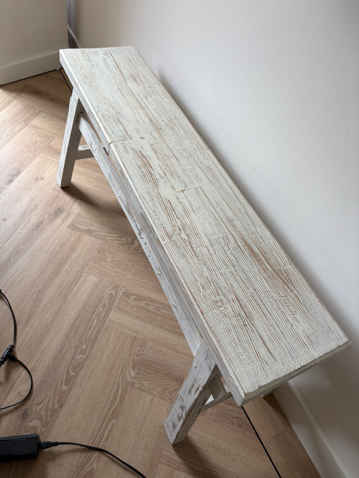 Houten bankje, Huis en Inrichting, Tafels | Sidetables, Ophalen, 100 tot 150 cm, Zo goed als nieuw, 25 tot 50 cm