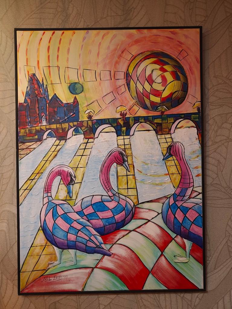Uniek Schilderij 'Praha Swans' van Paul Eertman, Ophalen