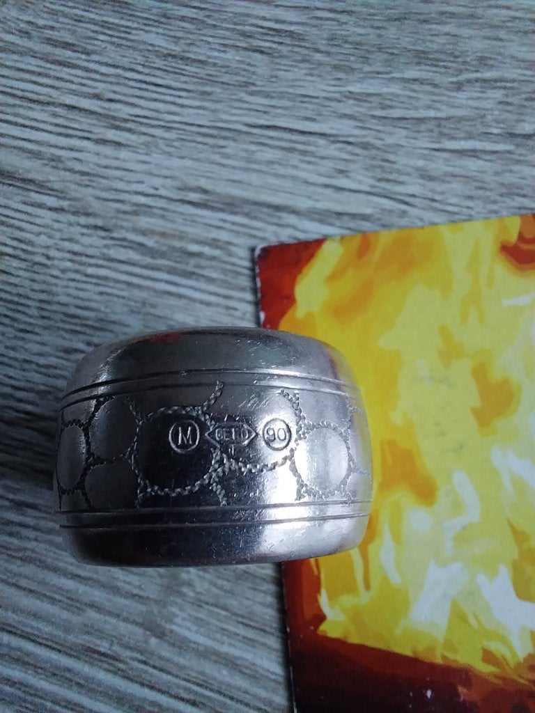 Vintage Servetring - Zilverkleurig met Patroon, Gebruikt, Gero, Los bestek, Ophalen of Verzenden