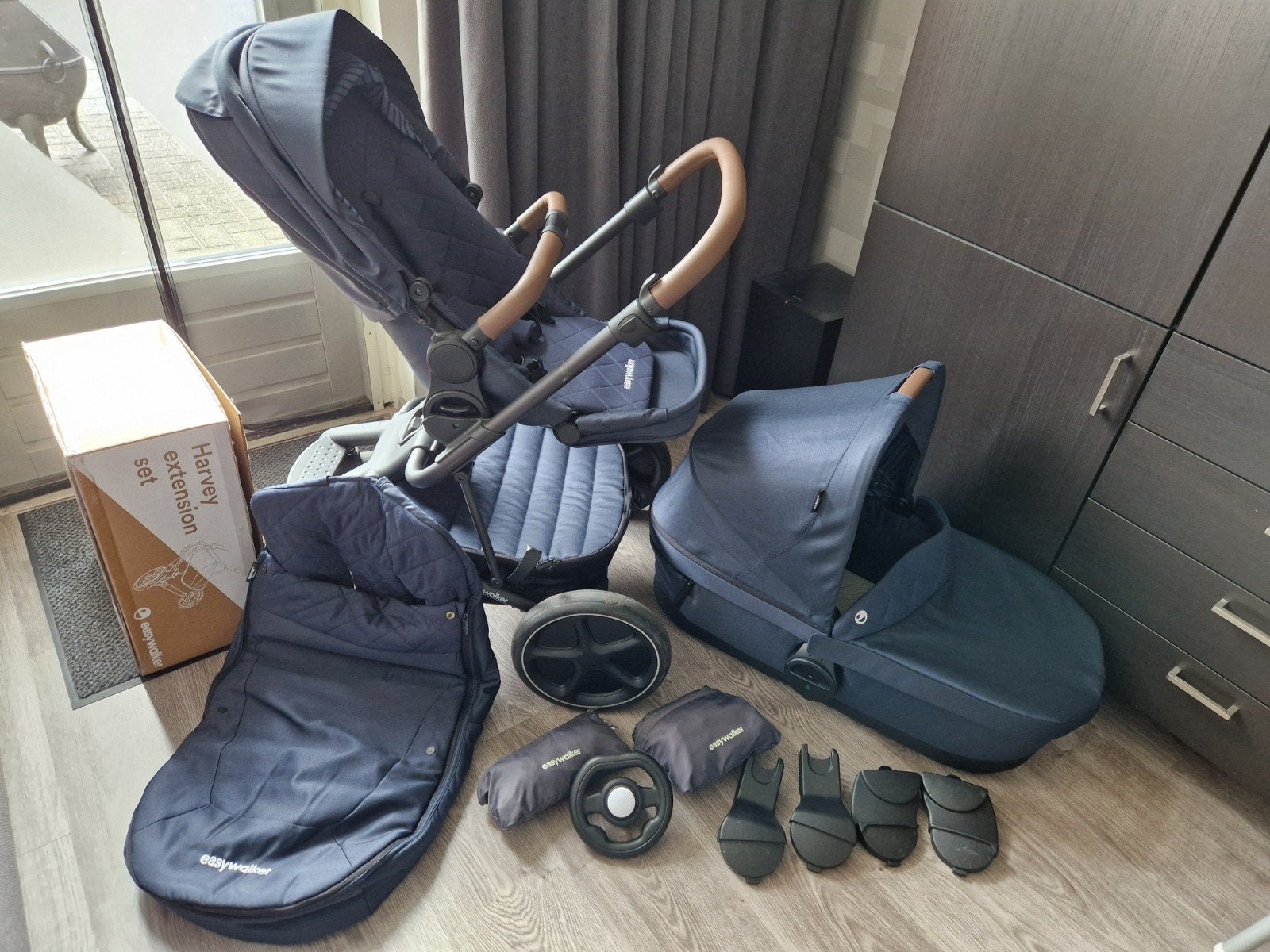 Easywalker Harvey 3 Premium Sapphire Blue -zeer complete set, Duowagen, Zo goed als nieuw, Combiwagen, Ophalen